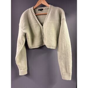 Blue Blush Mint Green Knit Crop Sweater, Long Sleeves, Size Medium